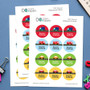 Cute Cars & Trucks Waterproof Labels for Kids (Set of 48)