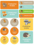 Cute Forest Animals Waterproof Labels Variety Pack (Set of 56)