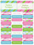 Cute Stripe Pattern Labels Rectangular Pack (Set of 128)