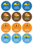 Construction Site Waterproof Labels for Kids (Set of 48)