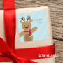 Sweet Raindeer On Blue Gift Label