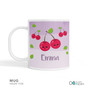Yummy Cherries easter basket gift kids mug featuring bright red cherries sweet summer, personalized with child's name, custom name, 11oz, BPA free