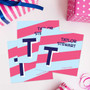 Blue Double Initial And Stripes Gift Label Set