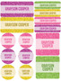 Glitter Shades Yellow Waterproof Labels Variety Pack (Set of 56)