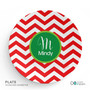 Red Xmas Chevron Kids Plate
