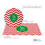 Red Xmas Chevron Kids Plate