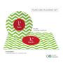 Green Xmas Chevron Kids Plate