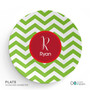 Green Xmas Chevron Kids Plate