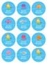 Sweet Mermaid Waterproof Round Labels for Kids (Set of 48)