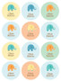 Sweet Blue Elephant Waterproof Labels for Kids (Set of 48)