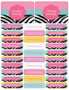 Colorful Zebra Labels Rectangular Pack (Set of 128)