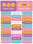 Girl Emojis Waterproof Labels Rectangular Pack (Set of 128)