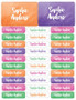 Bold Colorful Name Waterproof Labels Rectangular Pack (Set of 128)