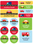 Cute Cars & Trucks Waterproof Labels Variety Pack (Set of 56)