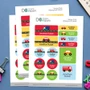 Cute Cars & Trucks Waterproof Labels Variety Pack (Set of 56)