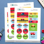 Cute Cars & Trucks Waterproof Labels Variety Pack (Set of 56)