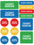 Red And Yellow Chevron Waterproof Labels Variety Pack (Set of 56)