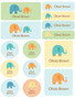 Sweet Elephants Boy Waterproof Labels Variety Pack (Set of 56)