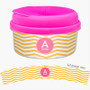Chevron Mustard and Pink Snack Bowl