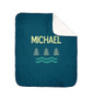 Summer Forest Blue Sherpa Blanket