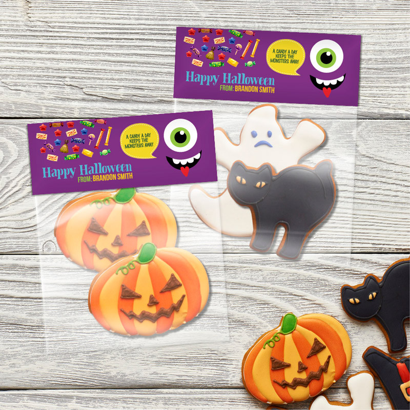 Smiley Monster Purple Treat Bags