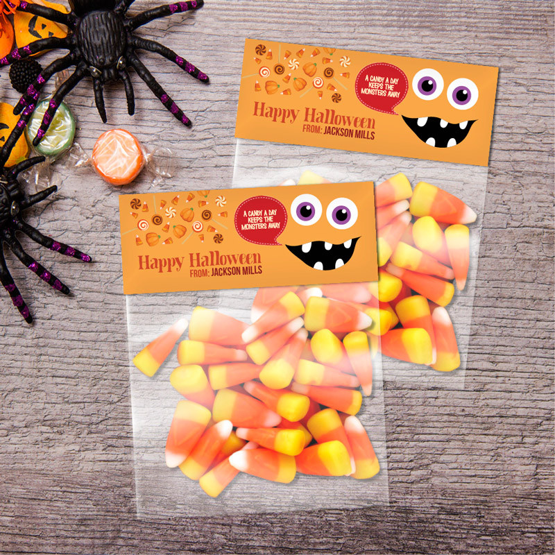 Smiley Monster Orange Treat Bags
