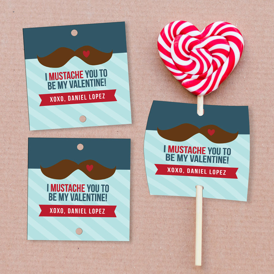 Mustache Love Lollipop Cards Set
