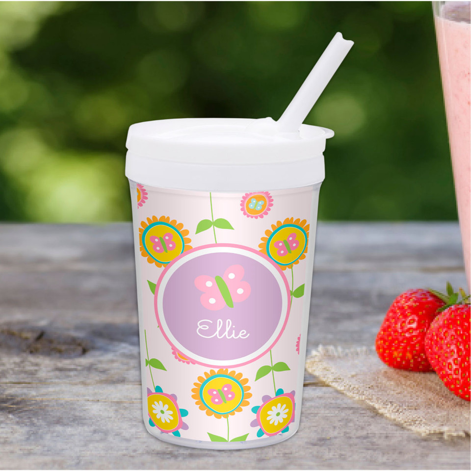 Pink Flowers Pattern Toddler Cup