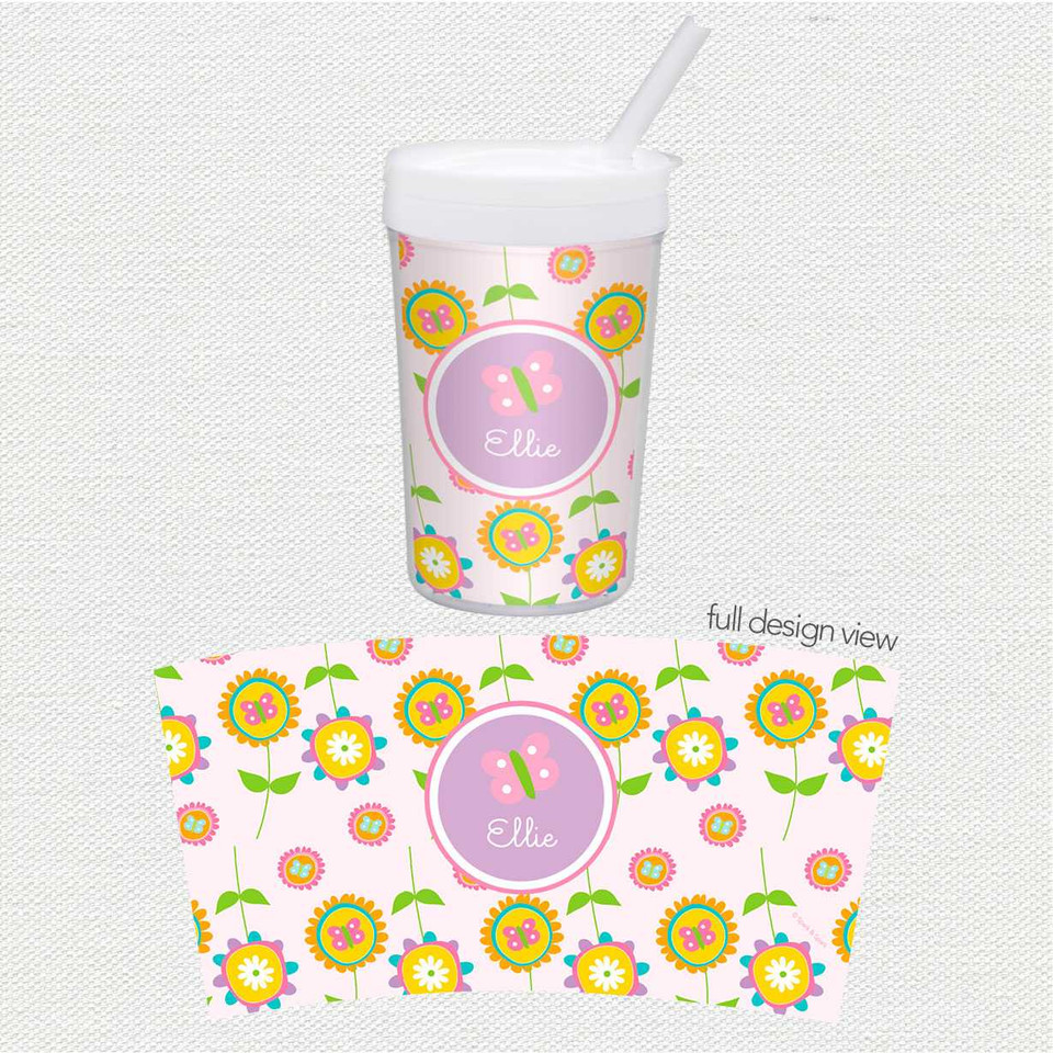 Pink Flowers Pattern Toddler Cup