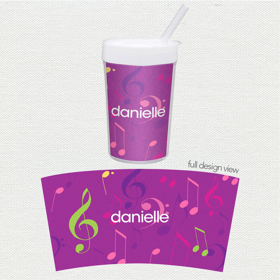 Girly Music Notes Toddler Cup