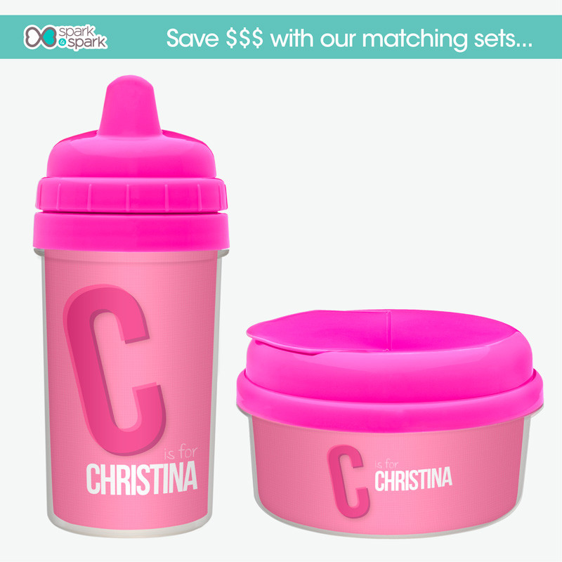 Double Initial Pink Sippy Cup