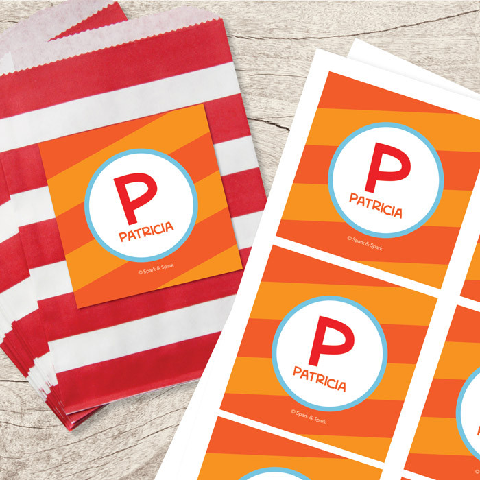 Fun Initials Orange Gift Label Set