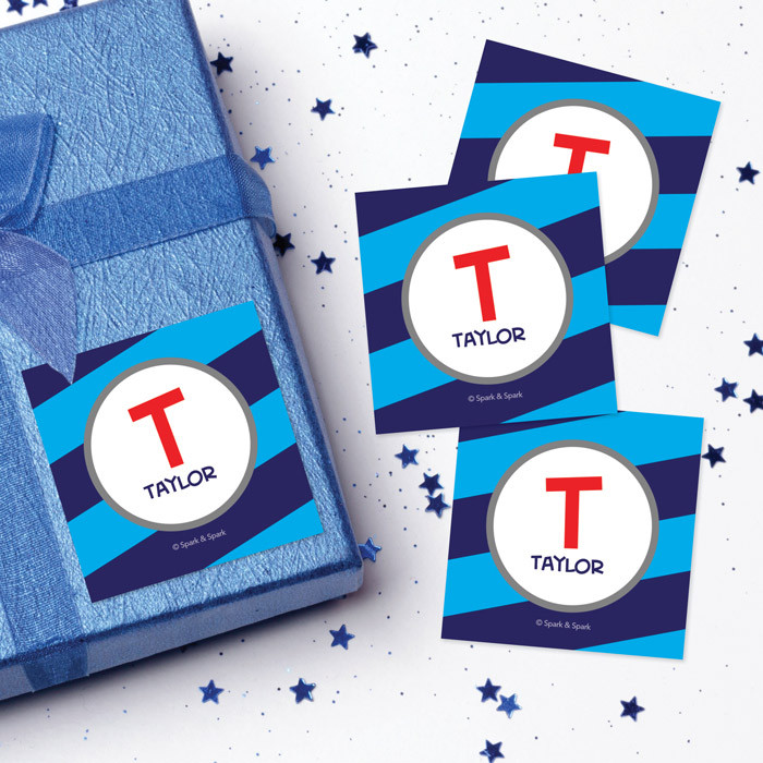 Fun Initials Blue Gift Label Set