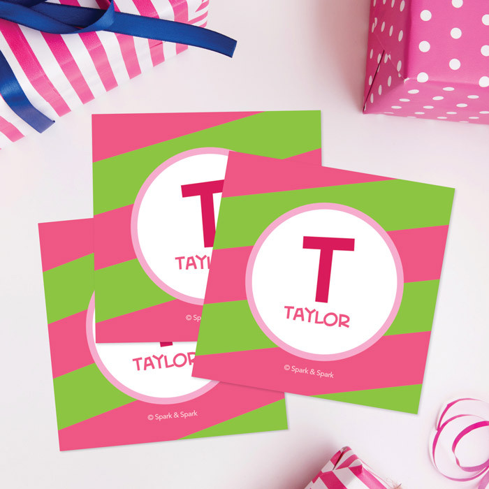 Fun Initials Pink Gift Label Set