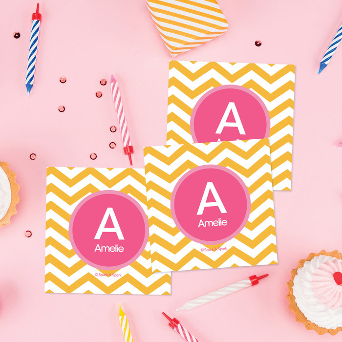 Chevron Mustard & Pink  Gift Label Set