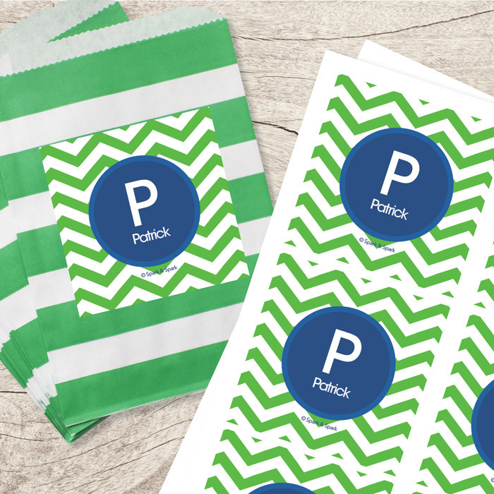 Chevron Green & Blue Gift Label Set