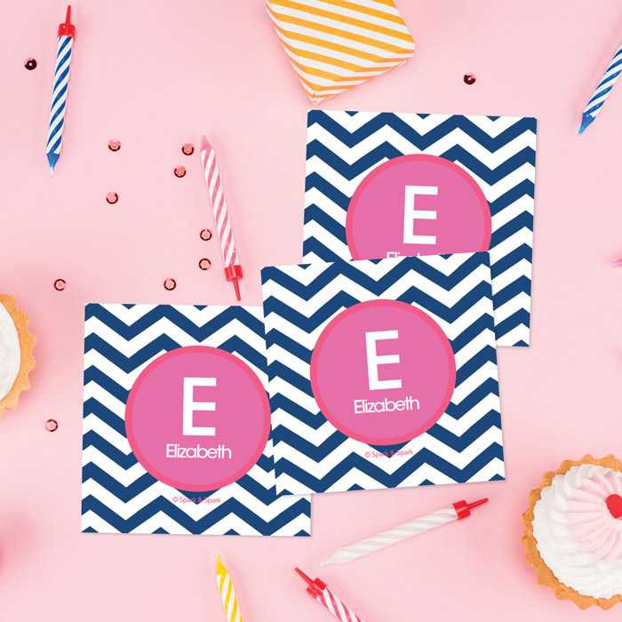 Chevron Blue & Pink Gift Label Set