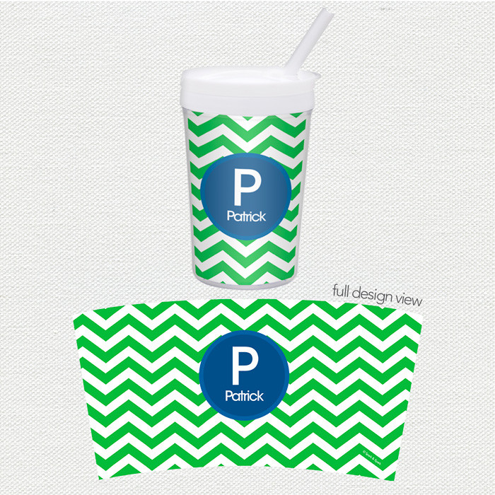 Chevron Green And Blue Toddler Cup