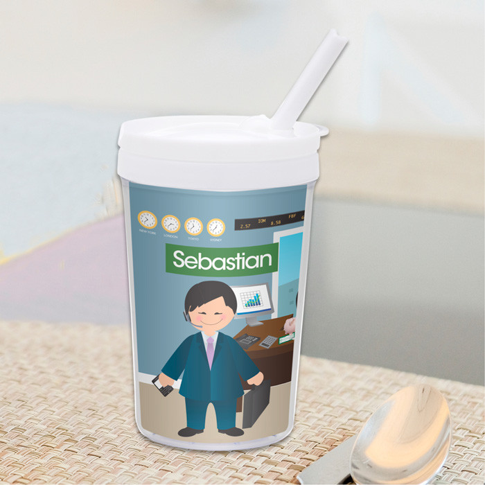 A Boy Crunching Numbers Toddler Cup