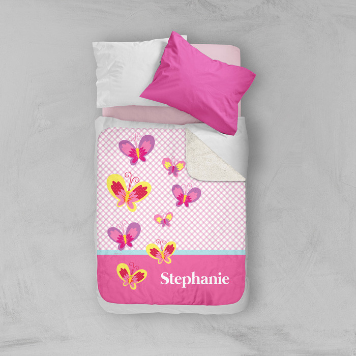 Sweet Smiley Butterflies Sherpa Blanket