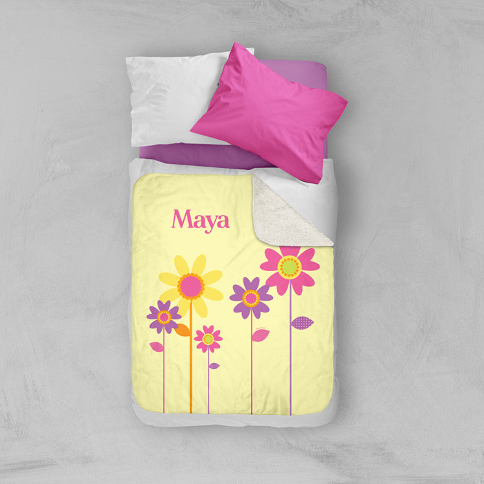 Three Spring Blooms Sherpa Blanket