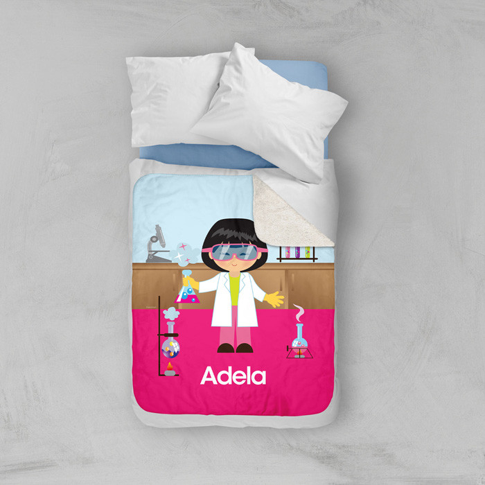 Cute Scientist Girl Sherpa Blanket