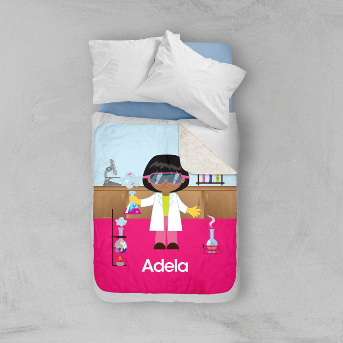 Cute Scientist Girl Sherpa Blanket
