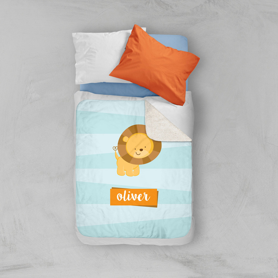 Cute Baby Lion Sherpa Blanket
