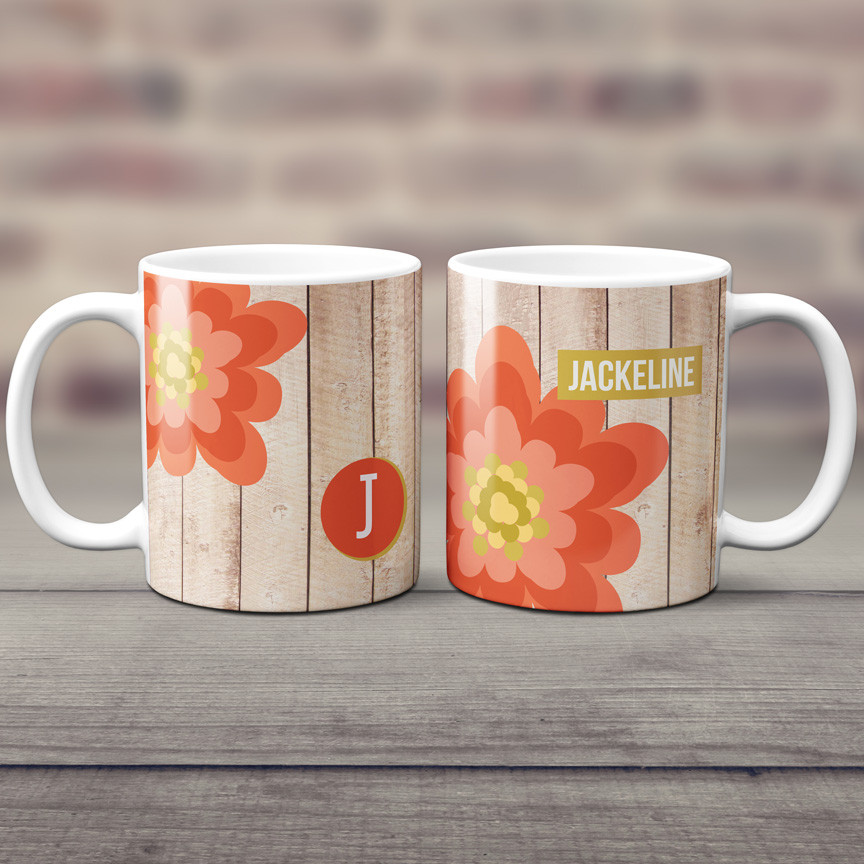 Rustic Flower Ceramic Mug