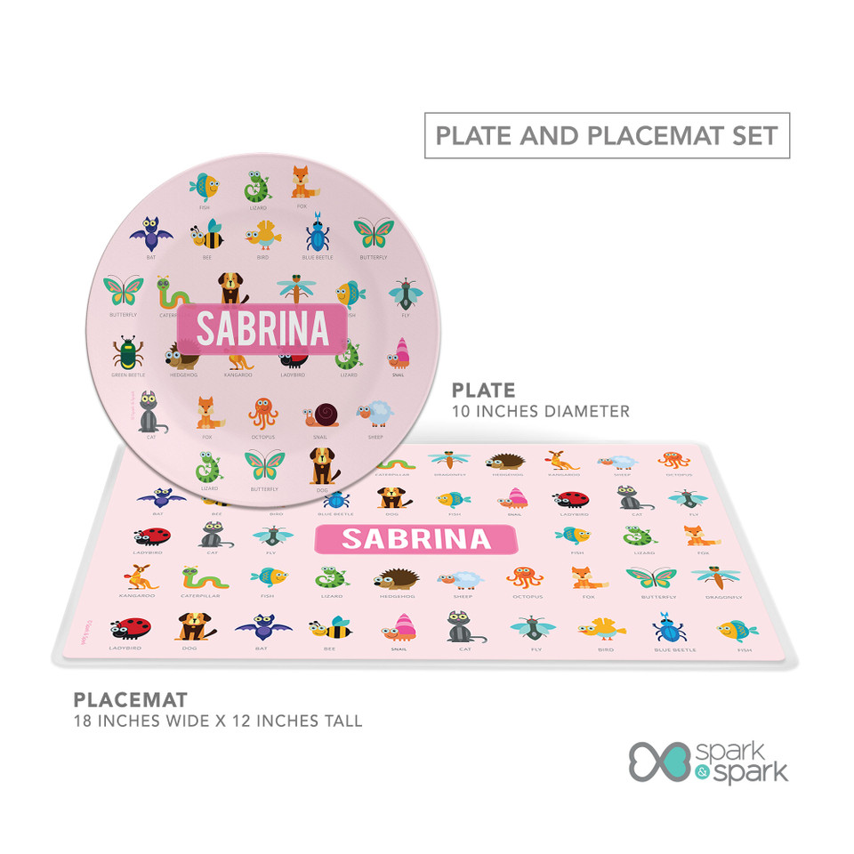 Pink Animal ABC Kids Plates