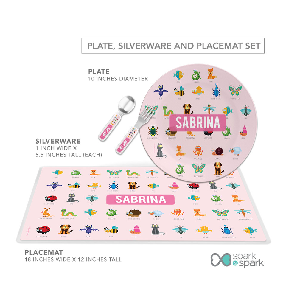 Pink Animal ABC Kids Plates