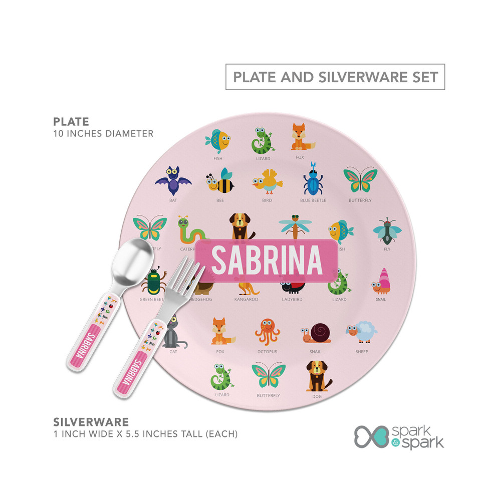 Pink Animal ABC Kids Plates