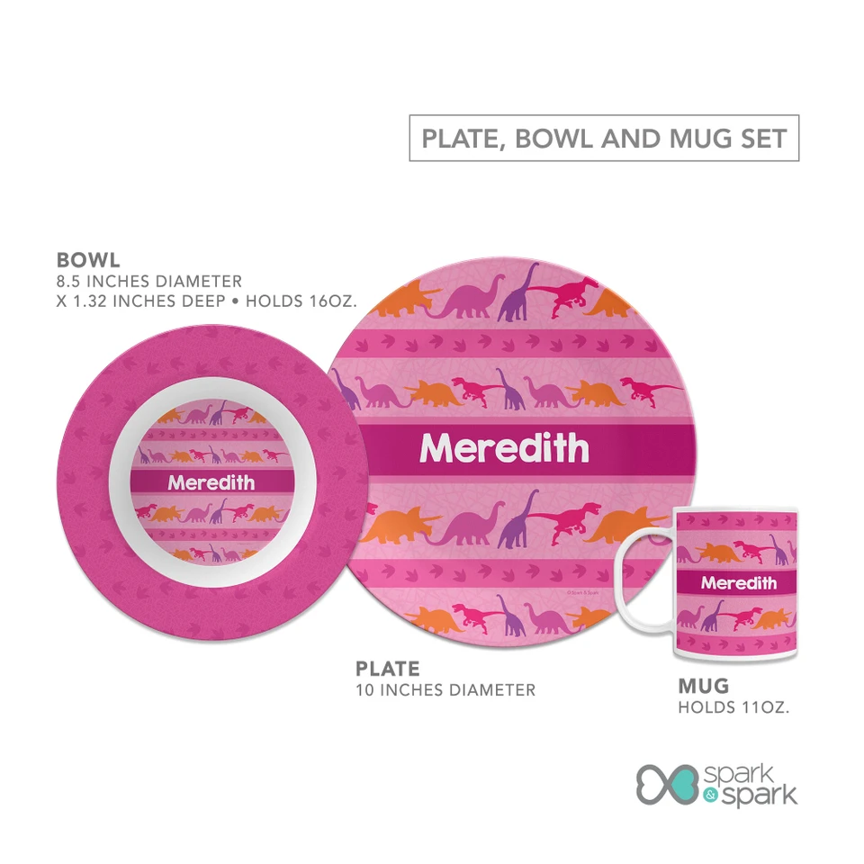 Dinosaur trails Girl Kids Plates