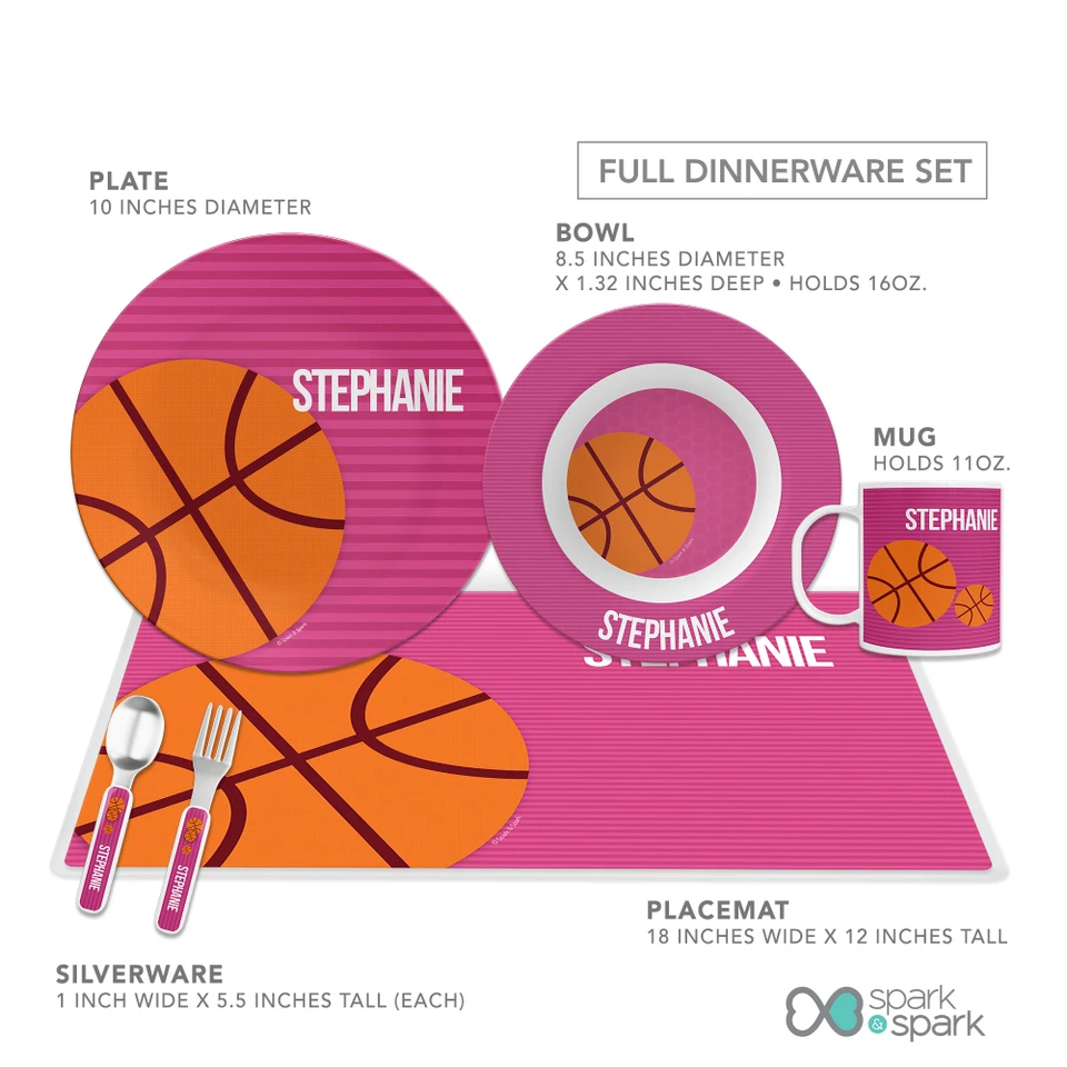Basketball Fan Girl Pink Circles Kids Bowl